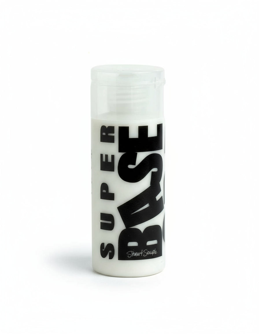 Bottle labeled 'SuperBase' on a white background